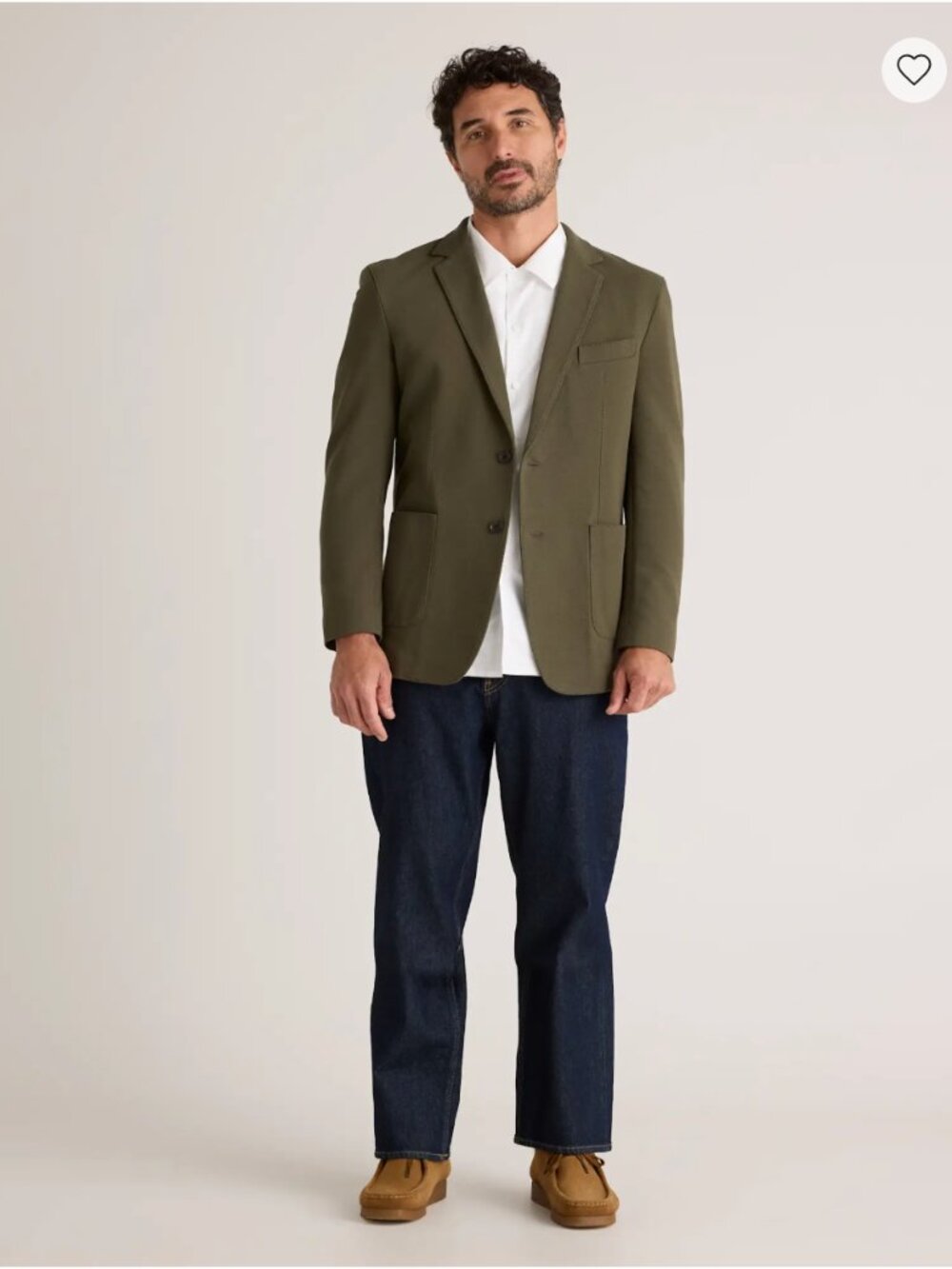 Quince Cotton Pique Knit Blazer in Olive Size M